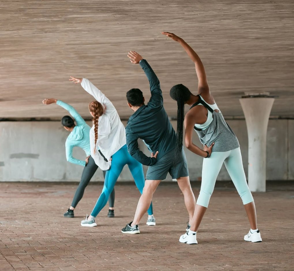 People stretching side to side
