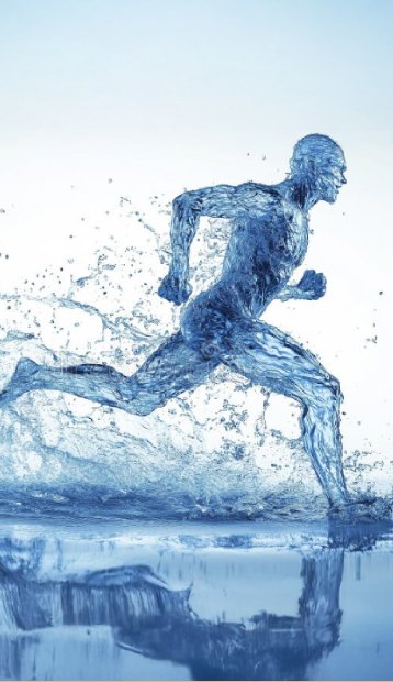 A runner formed from splashing water